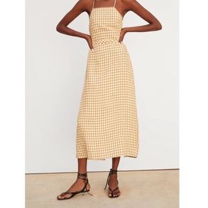 Zara rustic gingham apron midi dress medium